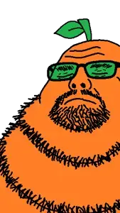 neckbeardjak, admin, bald, closed eyes, closed mouth, fat, glasses, leaf, neckbeard, orange skin