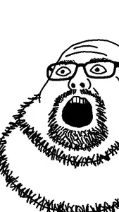 neckbeardjak, bald, fat, glasses, neckbeard, open eyes, open mouth, transparent background
