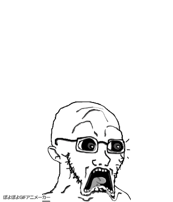 soyak, doctos, animated, bald, black eyes, ears, eyebrows, forehead lines, grey tongue, monochrome
