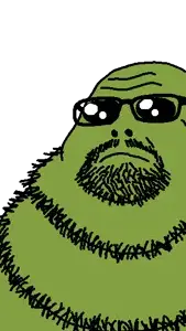 neckbeardjak, alien, bald, black sclerascl, closed mouth, fat, glasses, green skin, neckbeard, transparent background