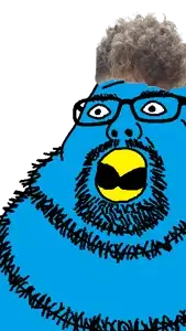 neckbeardjak, x immigrants, bald, beak, blue skin, fat, glasses, neckbeard, open eyes, open mouth