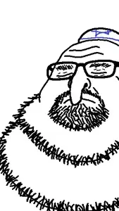 neckbeardjak, bald, closed eyes, closed mouth, clothes, fat, glasses, hat, jewish nose, kike