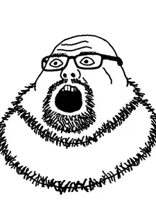 neckbeardjak, bald, fat, glasses, neckbeard, open eyes, open mouth, transparent background