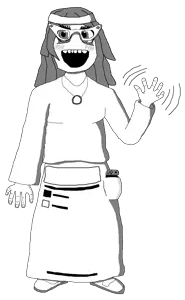 soytan, arm, beanie, clothes, full body, glasses, grayscale, hair, hands, happy