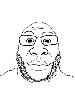 markiplier soyjak, barkiplier soyjak, nuplier, bald, glasses, looking at you, stubble, white background