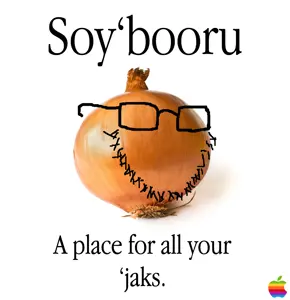 soyak, advertisement, apple (company), glasses, logo, onion, soybooru, stubble
