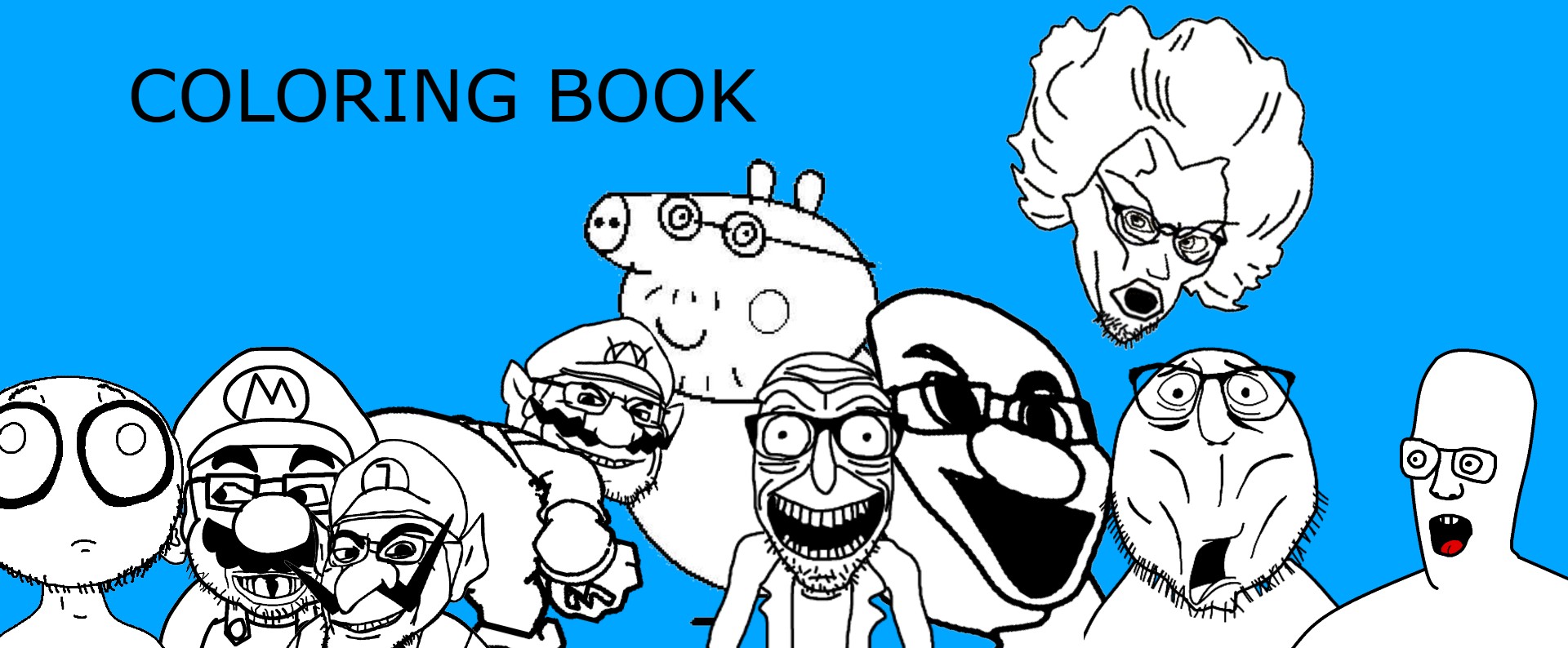 chris griffin, mario, pomni, rick sanchez, wario, chris griffin soyjak, daddy pig, headjak, legendre, mahjak